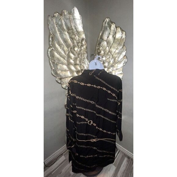 Ann Taylor Tunic Lined Mini Dress Black with Equestrian Chain, Size Medium - Picture 12 of 16